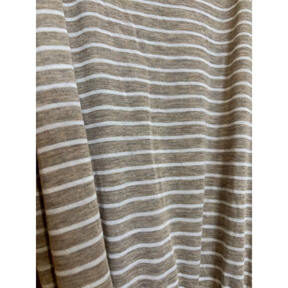 Greylin Anthropologie Belted Stripe Beige, White Short Sleeve Dress, Sz Sm EUC - Picture 3 of 4